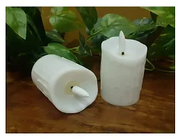 AFTERSTITCH Led Artificial Candles Lights for Home Decoration with Battery Real Wax Candle Flame Like Diya for Diwali Decorative Light Living Room Romantic Dinner Festive Garden Decor (White & White)-thumb2