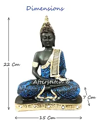 AFTERSTITCH Gautam Buddha Statue For Home Decor Big Size Idols Living Room Door Entrance Decoration Items Decorative Showpiece Figurine, Resin, Black, Blue, 22x15x7 cm-thumb3