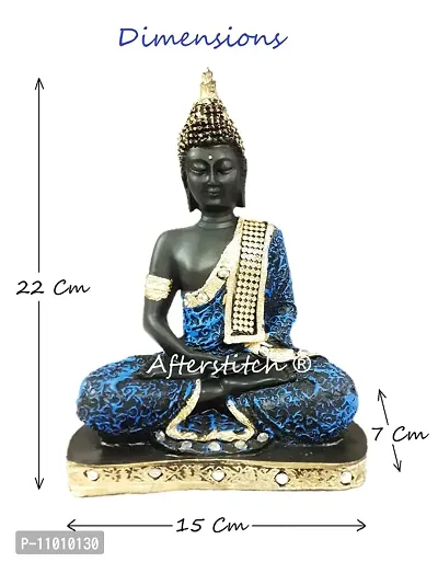 AFTERSTITCH Gautam Buddha Statue For Home Decor Big Size Idols Living Room Door Entrance Decoration Items Decorative Showpiece Figurine, Resin, Black, Blue, 22x15x7 cm-thumb4