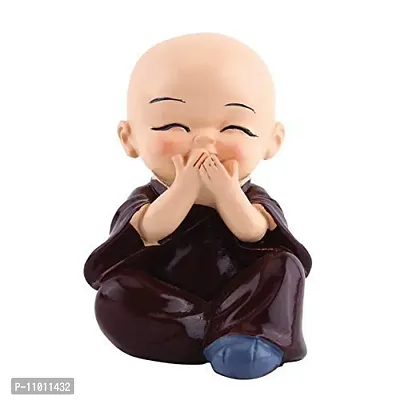 AFTERSTITCH Resin Baby Monk Buddha Showpiece Buddha Monk Statue for Home Decor Set of 4 Idols Figurine Car Dashboard & Birthday Return Gift Purpose (Baby Monk Buddha showpiece)-thumb5