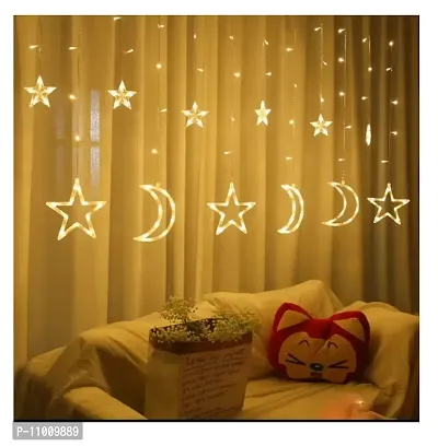 AFTERSTITCH Star Lights for Decoration Hanging 12 Stars on Curtain String LED Lights for Balcony Window Birthday , Diwali, Christmas, New Year and Home Decoration with 8 Modes Flashing (Multi Color)-thumb0