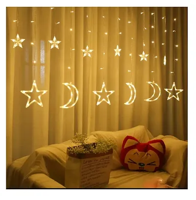 AFTERSTITCH Star Lights for Decoration Hanging 12 Stars on Curtain String LED Lights for Balcony Window Birthday , Diwali, Christmas, New Year and Home Decoration with 8 Modes Flashing (Multi Color)