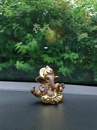 AFTERSTITCH Car Dashboard Accessories Interior Decoration Big Ear Baal Lord Ganesha Idols Statues Showpiece for Car Dashboard Home D?cor Decoration & Gifting Purpose Ganesh Ji Murti (Brown Golden)-thumb2