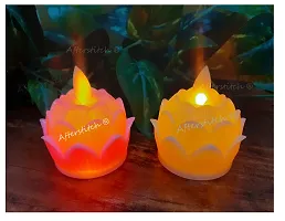 AFTERSTITCH led Lights for Home Decoration with Battery Artificial Dancing Flame LED Candles Lights diyas ( Batteries Included) Set of 2 (White & White)-thumb1