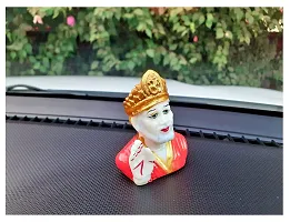 AFTERSTITCH Shirdi Saibaba Idol Marble Small Size Idol for Car Dashboard Home Decor Pooja Room Temple Lord Saibaba Statue Showpiece Gift Stone Finish Small Living Room Decorative Items (Sai Baba)-thumb1
