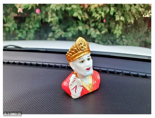 AFTERSTITCH Shirdi Saibaba Idol Marble Small Size Idol for Car Dashboard Home Decor Pooja Room Temple Lord Saibaba Statue Showpiece Gift Stone Finish Small Living Room Decorative Items (Sai Baba)-thumb2