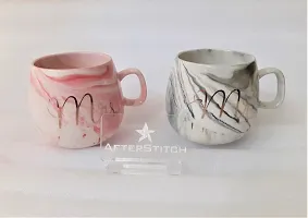 AFTERSTITCH Mr and Mrs Coffee Mugs Gift Set Ceramic Cups Mr Mrs Mugs for Couples Marble Texture for Anniversary Wedding Valentines Day Bridal Shower Gifting, Self Use & Home Decoration As Showpiece-thumb1