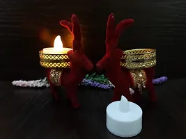 AFTERSTITCH Deer tealight Holder Tea Light Holders for Home Decor Rajasthani Handmade Led Candle Diya Holders for Diwali & Other Festive Decoration & Gift (Christmas Reindeer tealight Holder)-thumb3