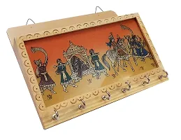 AFTERSTITCH Key Hanger Organizer for Wall Decor Stylish with Storage Box for Home Office (Rajasthani Art Style Design 1)-thumb4