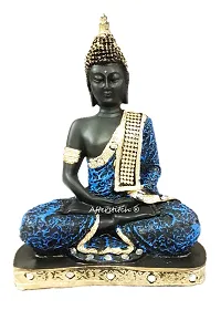 AFTERSTITCH Gautam Buddha Statue For Home Decor Big Size Idols Living Room Door Entrance Decoration Items Decorative Showpiece Figurine, Resin, Black, Blue, 22x15x7 cm-thumb4