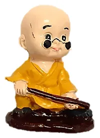 Decoration Homey Kungfu Monk Miniature Buddha Showpiece for Home, Office Decoration (Multicolor) - Set of 4-thumb4