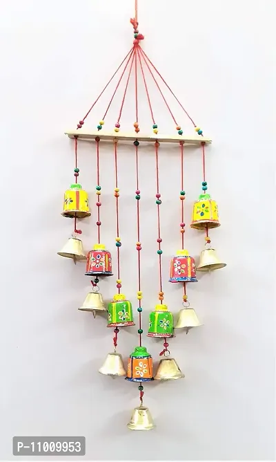 Colored Wooden Wall Hanging Decorative Bells torans for Home Decoration