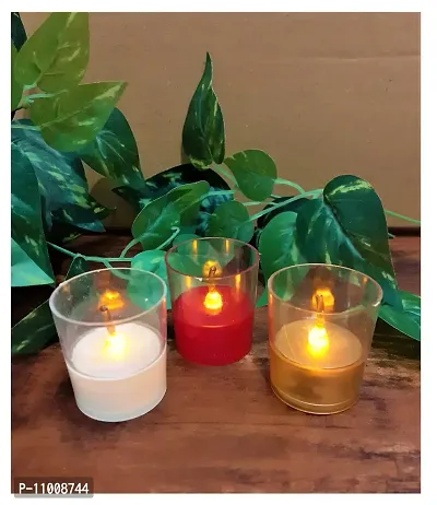 AFTERSTITCH Fiber Glass Style Like Real Moving Flame led Candles Lights for Home Decoration with Battery Artificial Dancing Flame LED Candles Lights diyas ( Batteries Included) (Set of 3)