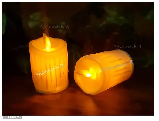 AFTERSTITCH Moving Flame Flickering Led Candles for Home Decoration with Battery Artificial Wax Like Led Lights Diya for Diwali Decorative Light Living Room Romantic Dinner (Flickering Candle Lights)-thumb2