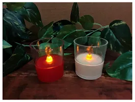 AFTERSTITCH Fiber Glass Style Like Real Moving Flame led Candles Lights for Home Decoration with Battery Artificial Dancing Flame LED Candles Lights diyas ( Batteries Included) (Red & White)-thumb4