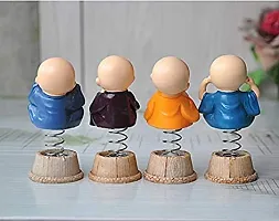 Decoration Homey Set of 4 Monk Miniature Buddha Figurines Showpiece for Home, Office Decoration(Multicolor) Sitting in a Musical Style-thumb1