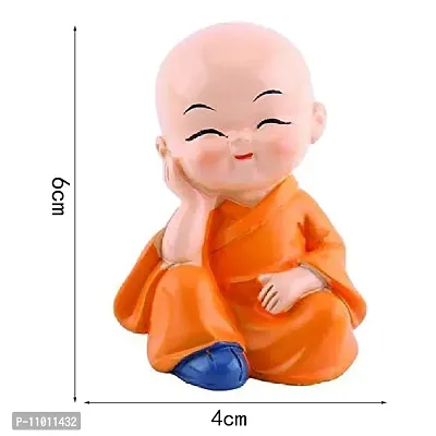 AFTERSTITCH Resin Baby Monk Buddha Showpiece Buddha Monk Statue for Home Decor Set of 4 Idols Figurine Car Dashboard & Birthday Return Gift Purpose (Baby Monk Buddha showpiece)-thumb3