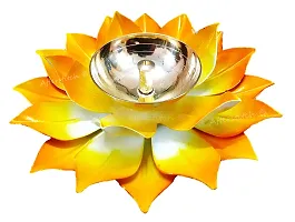 AFTERSTITCH Brass Lotus Diya for Puja Kamal Patti Flower Shaped Brass Diyas Oil Lamp for Pooja Room Aarti Temple Mandir Home Decoration & Gift Purposes (Big Lotus Brass Metal Yellow Diya)-thumb4