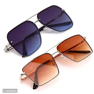 Fabulous Multicoloured Plastic And Metal Sunglass For Men Pack Of 2