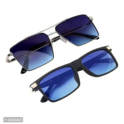 Fabulous Multicoloured Plastic And Metal Sunglass For Men Pack Of 2