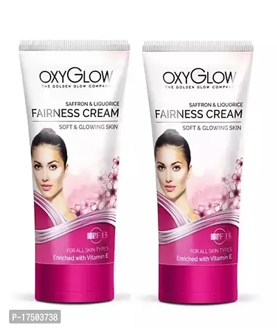 Oxyglow Herbal Saffron Fairness Face Glow Cream for Soft and Glowing All Types of Skin SPF-15 with Vitamin E 60g Each (Pack Of 2)