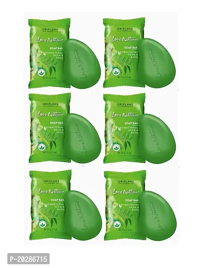 Oriflame Love Nature Antibaterial Neem Soap Bar 75g Each (Pack Of 6)