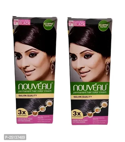 Nouveau Permanent Hair Color Cream, Natural Black (Pack Of 2)