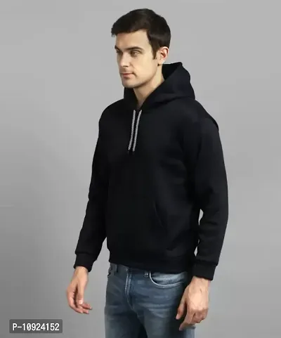 Stylish Black Solid Hoodies For Men-thumb3