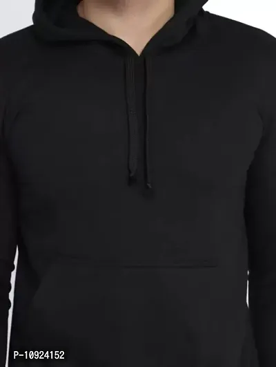 Mens Solid Sweatshirt and Hoodies Black-thumb2