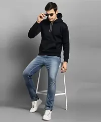 Mens Solid Sweatshirt and Hoodies Black-thumb2