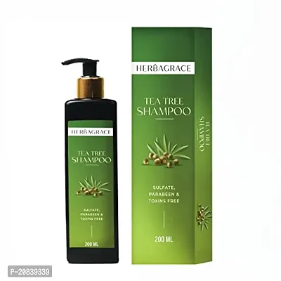 Natural Herba Grace Tea Tree Shampoo-200Ml, Sulphate Free, For Dry And Itchy Scalp, Dandruff And Frizzy Hair, All Hair Types Pack Of 1-thumb0