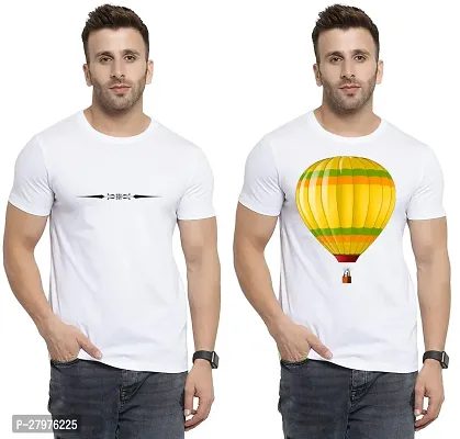 Reliable White Cotton Printed Round Neck Tees For Men- Pack Of 2-thumb0