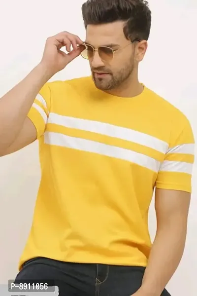 Yellow Cotton Blend Tshirt For Men