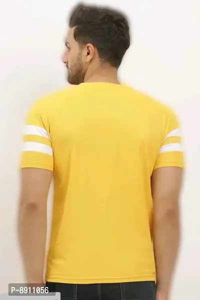 Yellow Cotton Blend Tshirt For Men-thumb2