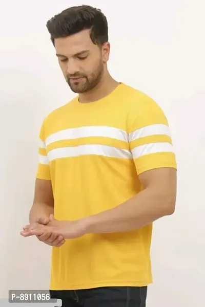 Yellow Cotton Blend Tshirt For Men-thumb3
