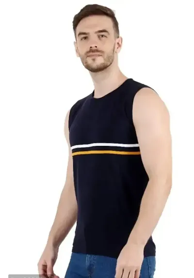 Sleeve-less Polyester Blend Comfy Tees for Men