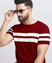 Mens Half T-shirt Cotton Blend  Casual Wear Striped T-shirtsCombo Pack Of 2-thumb2