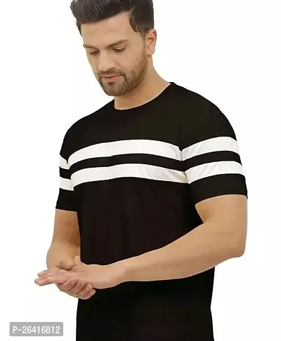 Mens Half T-shirt Cotton Blend  Casual Wear Striped T-shirtsCombo Pack Of 2-thumb2