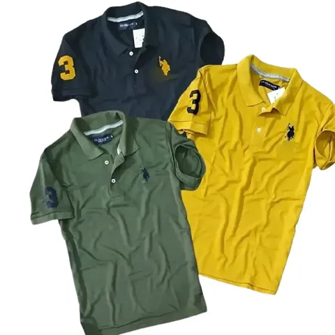 Mens Polo T-Shirt Regular Fit Half Sleeves Casual and Daily Use (Combo Pack Of 3)