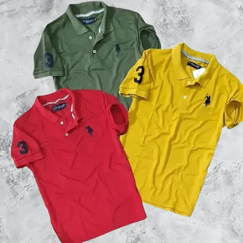 Mens Stylish Multicoloured Polo T-Shirts Pack Of 3