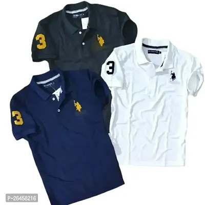 Mens Polo T-Shirt Regular Fit Half Sleeves Casual and Daily Use (Combo Pack Of 3)-thumb0