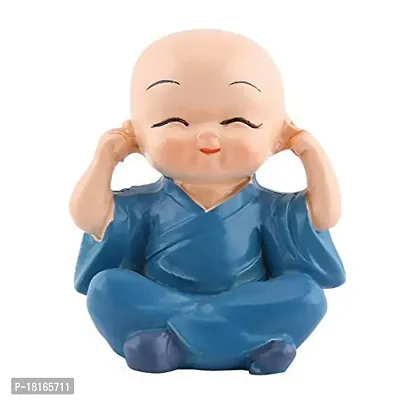 SVAPI? Small Buddha Baby Monk Statues, Multicolor, Set of 4 Polyresin Laughing Buddha Statues for Home Decor-thumb3