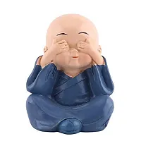 SVAPI? Small Buddha Baby Monk Statues, Multicolor, Set of 4 Polyresin Laughing Buddha Statues for Home Decor-thumb4