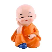 SVAPI? Small Buddha Baby Monk Statues, Multicolor, Set of 4 Polyresin Laughing Buddha Statues for Home Decor-thumb3