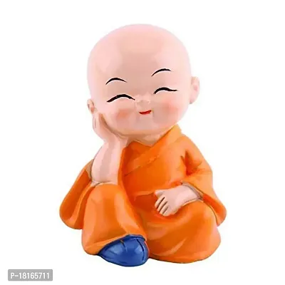 SVAPI? Small Buddha Baby Monk Statues, Multicolor, Set of 4 Polyresin Laughing Buddha Statues for Home Decor-thumb4
