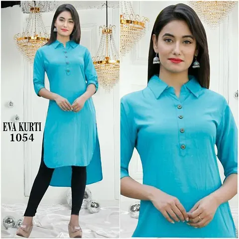 Stylish Rayon Solid Collared Kurti