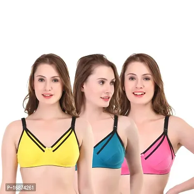 Buy Comfy Creation Women and Girls Cotton Blend Non Padded B Cup Yellow  Mother Print Bra Set Pack of-3 Online In India At Discounted Prices