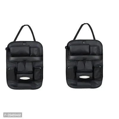 Leather Car Seat Back Organizer with Foldable Table Tray Pack Of 2
