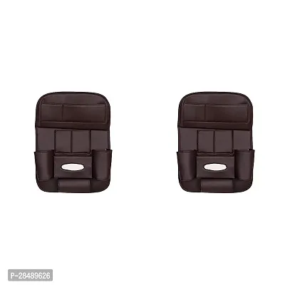 Leather Car Seat Back Organizer with Foldable Table Tray Pack Of 2