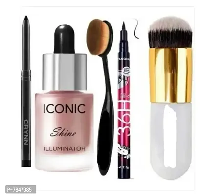 Combo of Highlighter, kajal , Sketch eyeliner , Foundation brush , Makeup brush